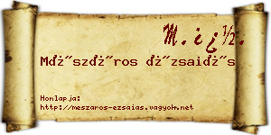 Mészáros Ézsaiás névjegykártya